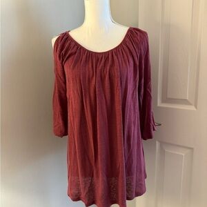 Soft Surroundings Sunset Tunic I Cold Shoulder M. 100% linen  burnt orange